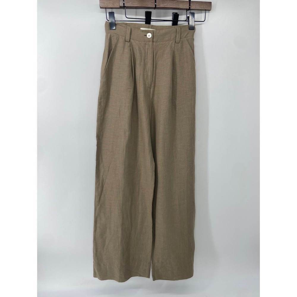 Arkitaip Trousers Pants Women Small The Willow Linen Wide Leg Pleated Minimalist